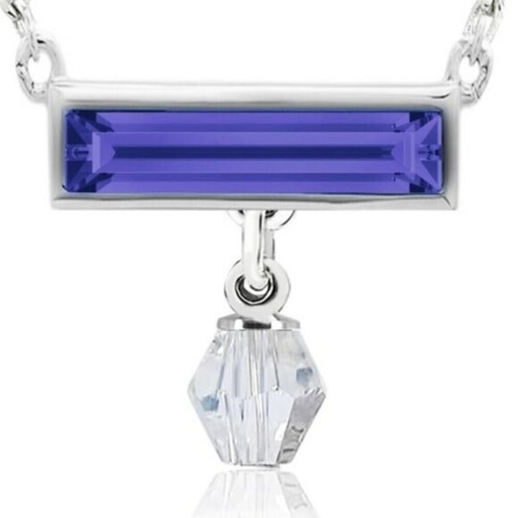 Lilac, Rive Blue & Clear Swarovski Crystal Necklace – Sterling Silver Overlay - Picture 4 of 7